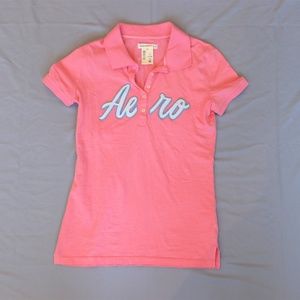 Aeropostale Pink Graphic Polo Shirt